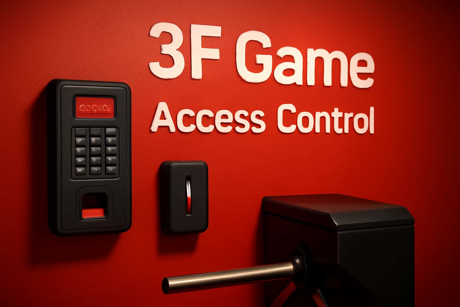 Informational scene on 3F Game Access Control showing secure access features.