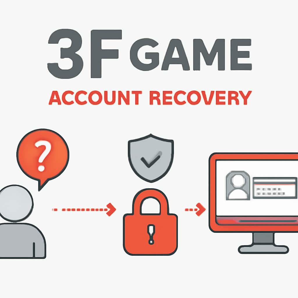 Illustration that details the steps involved in the account recovery process for 3F Game.