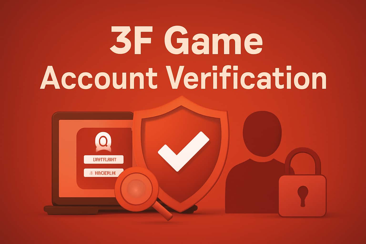 An informational scene showcasing the concept of 3F Game account verification, highlighting security and user identity.