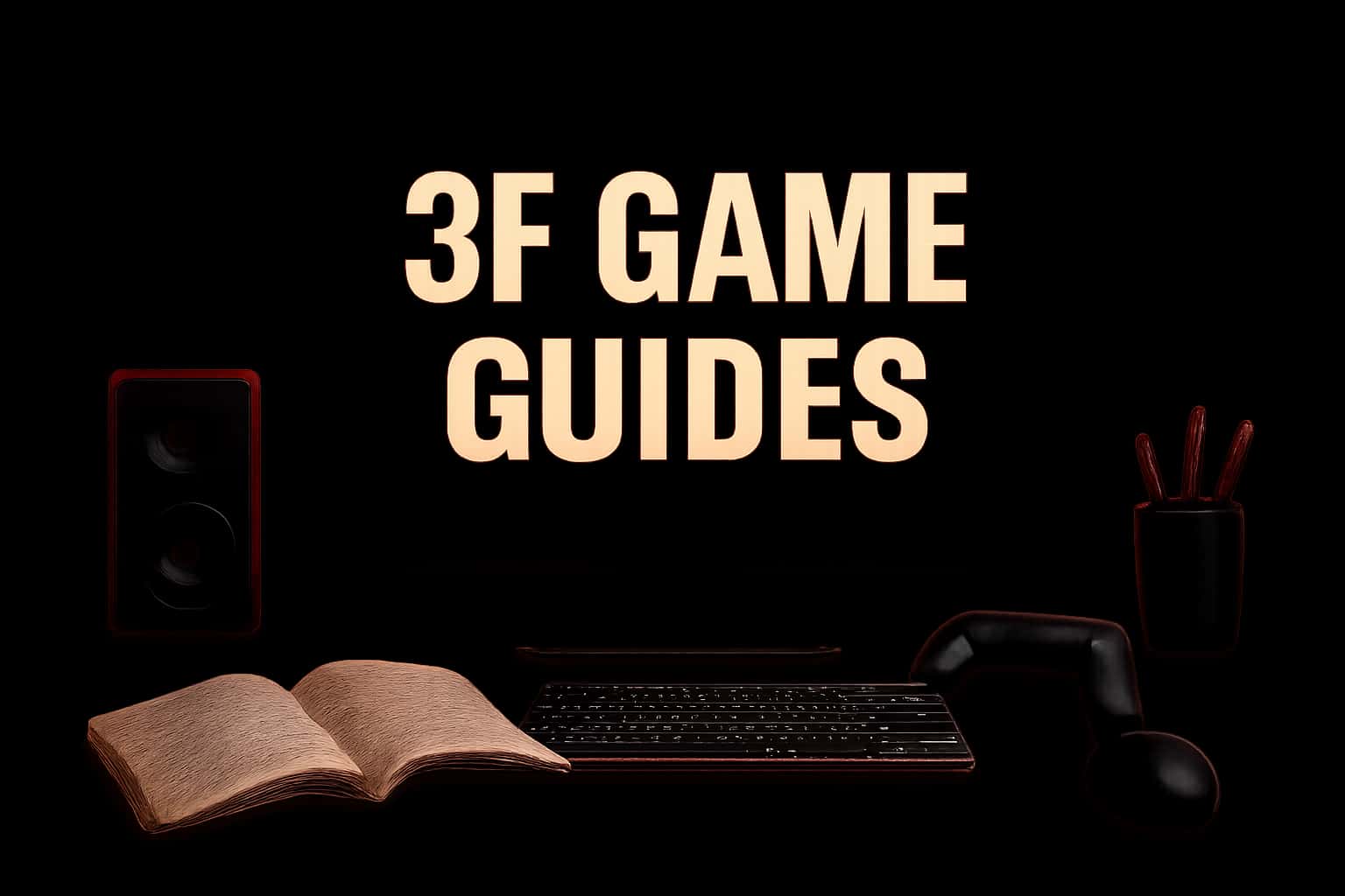 Informational scene depicting 3F Game Guides with prominent text.